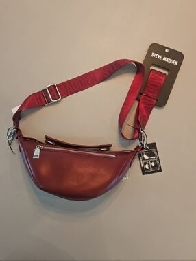 Steve Madden Burgandy Faux Leather Crossbody Belt Bag